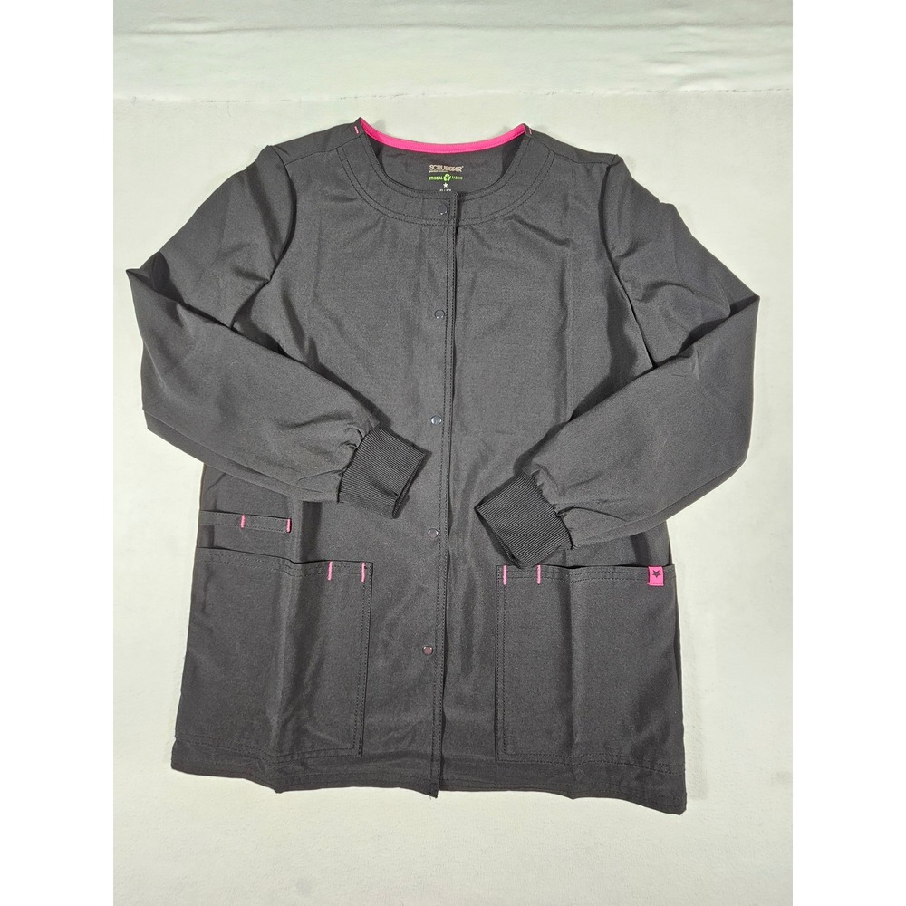 Scrubstar‎ Premium Ethical Fabric Scrub Jacket Black Pink XS WM11J656